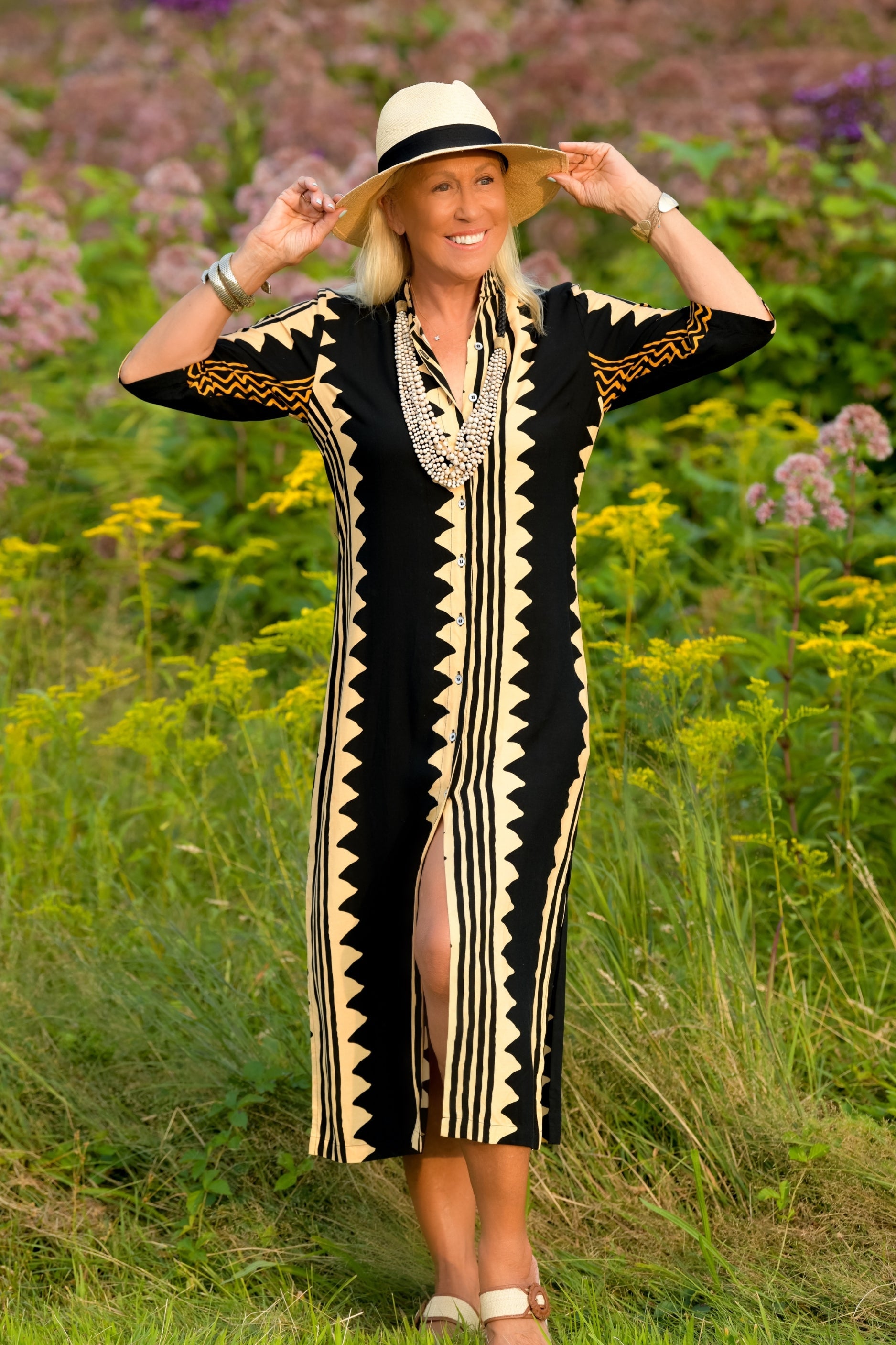 Day Break Dress / Khaki Zig Zag