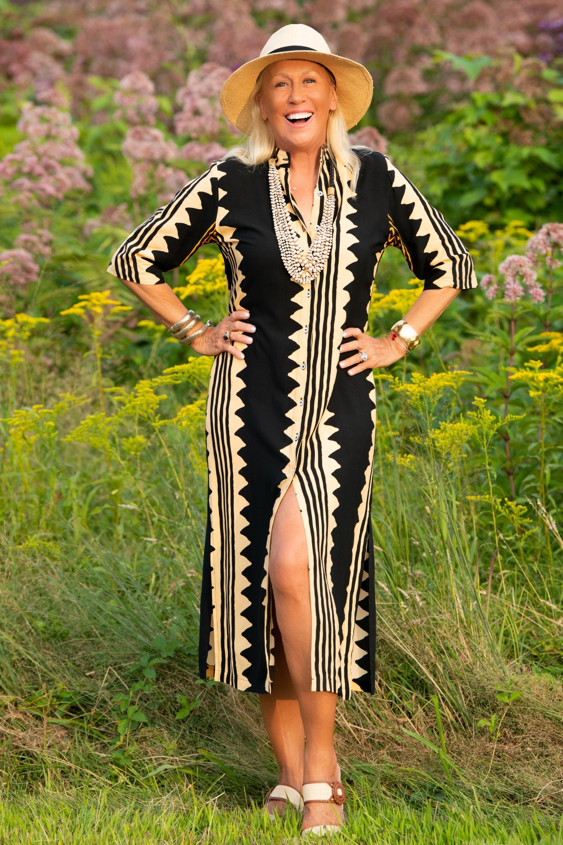 Day Break Dress / Khaki Zig Zag