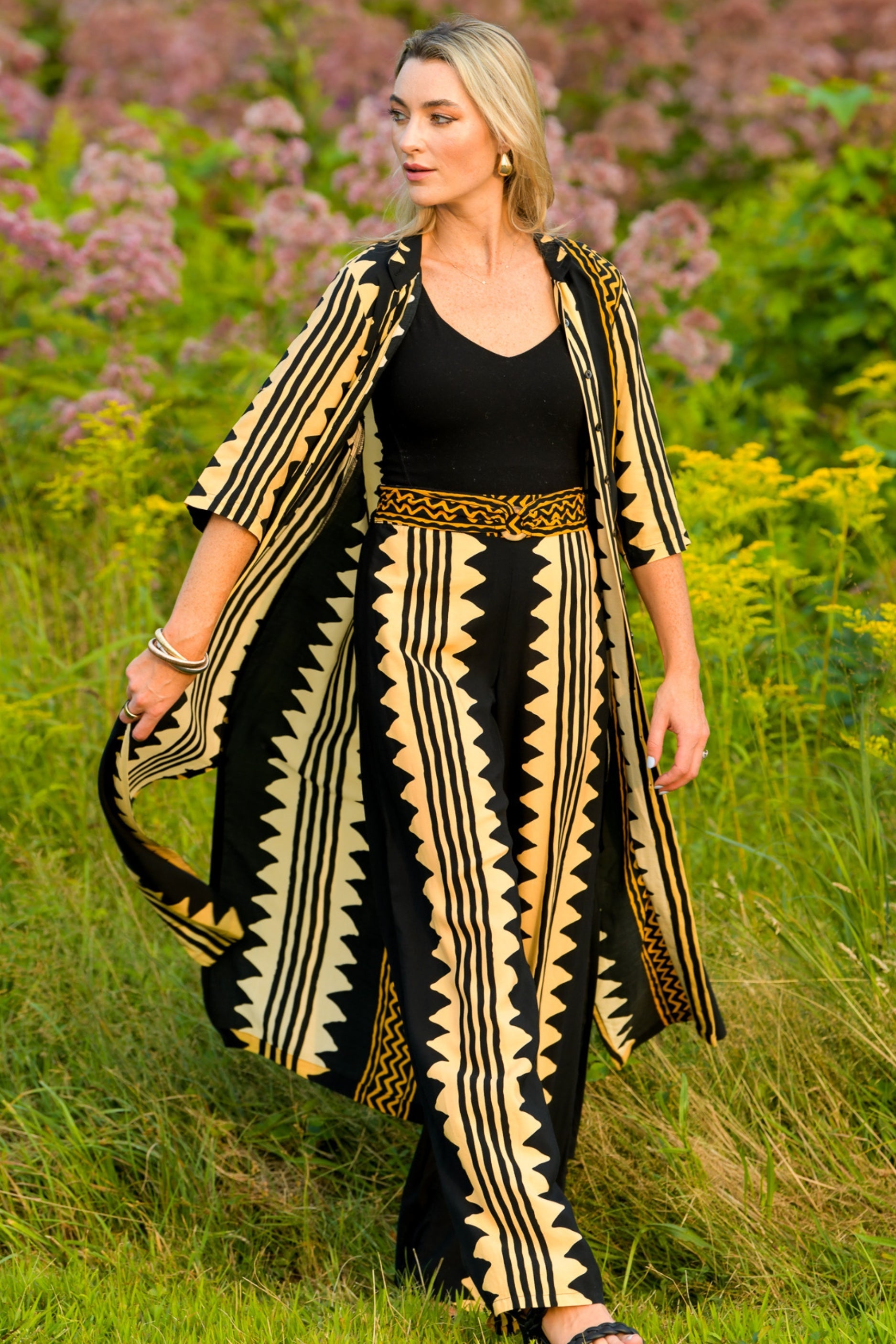 Day Break Dress / Khaki Zig Zag