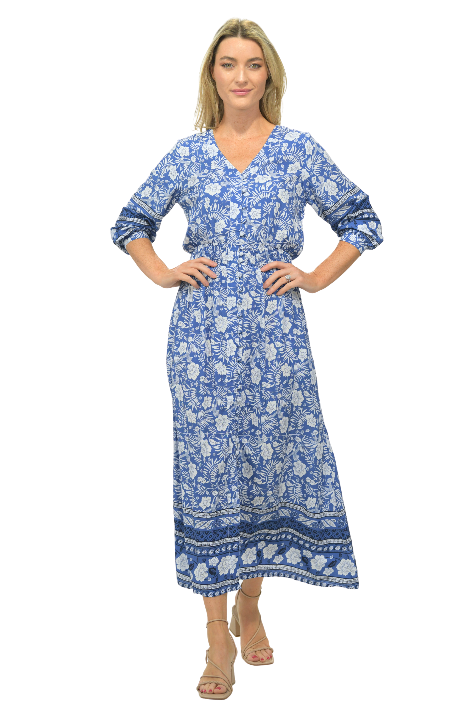 Kelsey Dress / Indigo Tropical