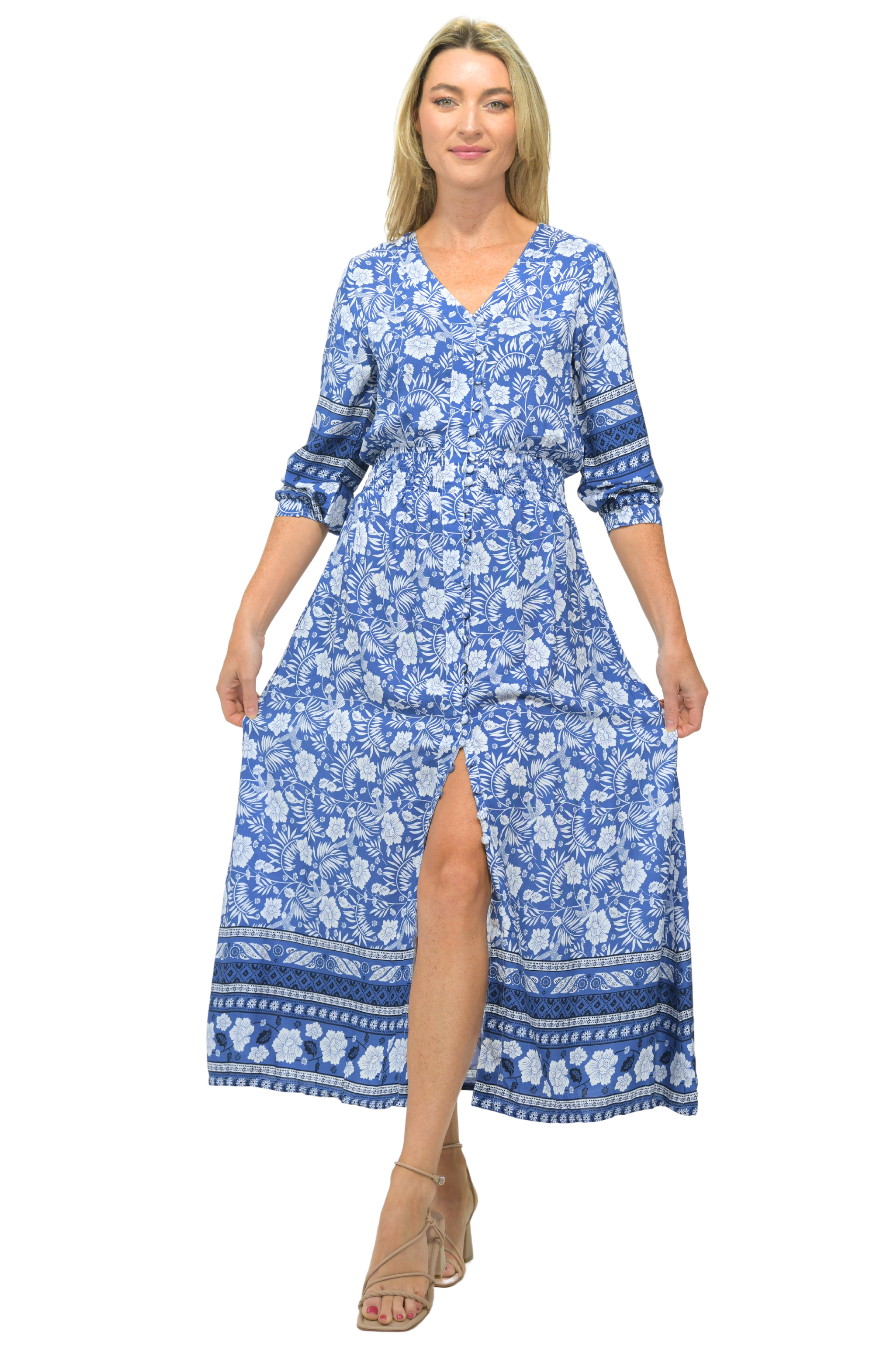 Kelsey Dress / Indigo Tropical