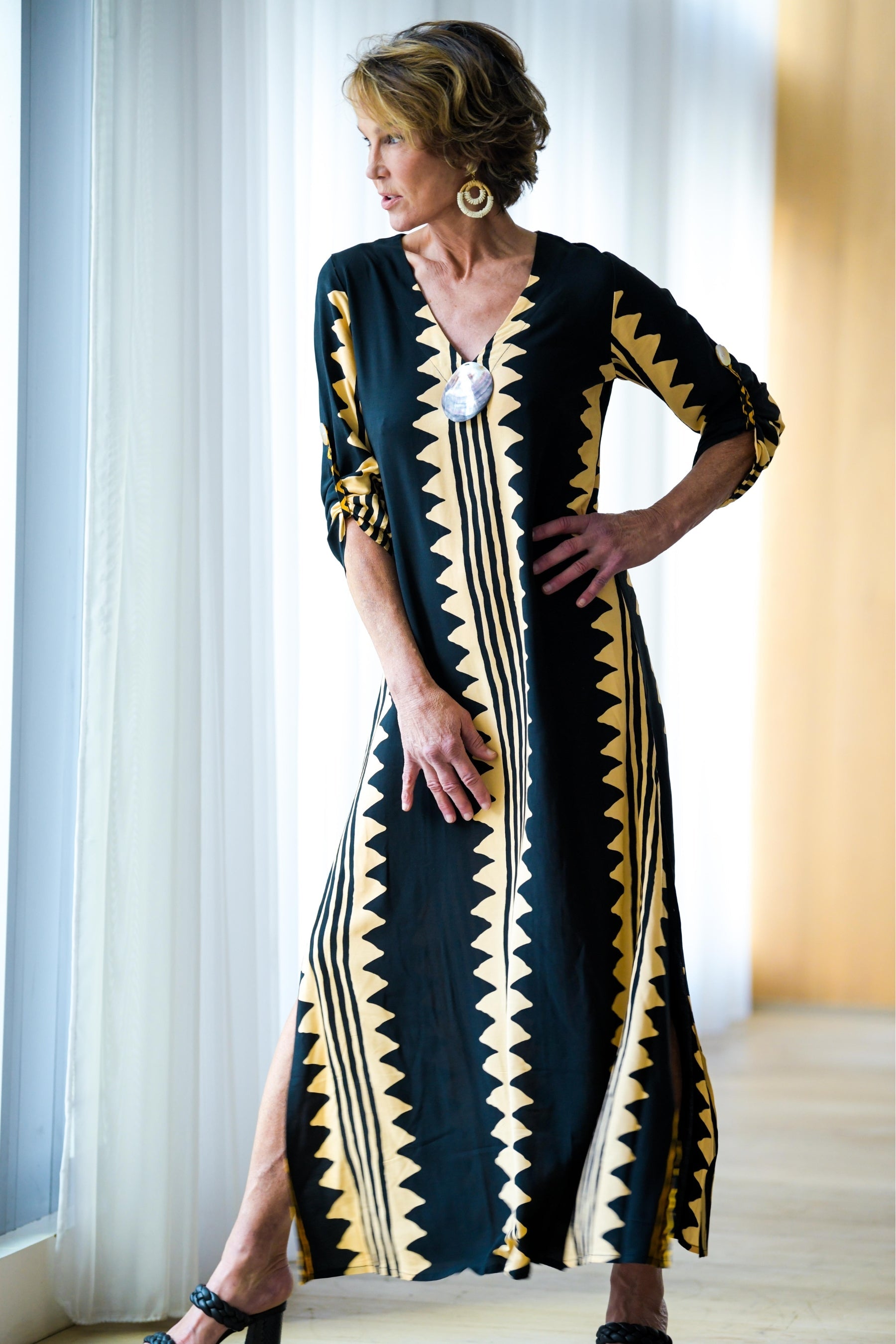 Seychelles Kaftan / Khaki Zig Zag