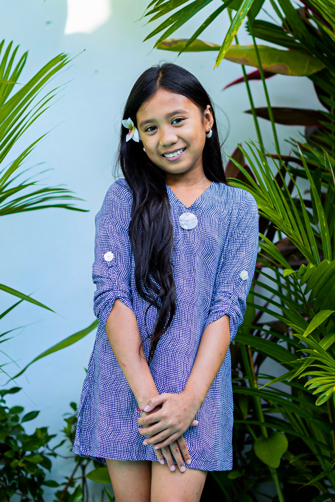 Girl's Seychelles Kaftan / Indigo Geo