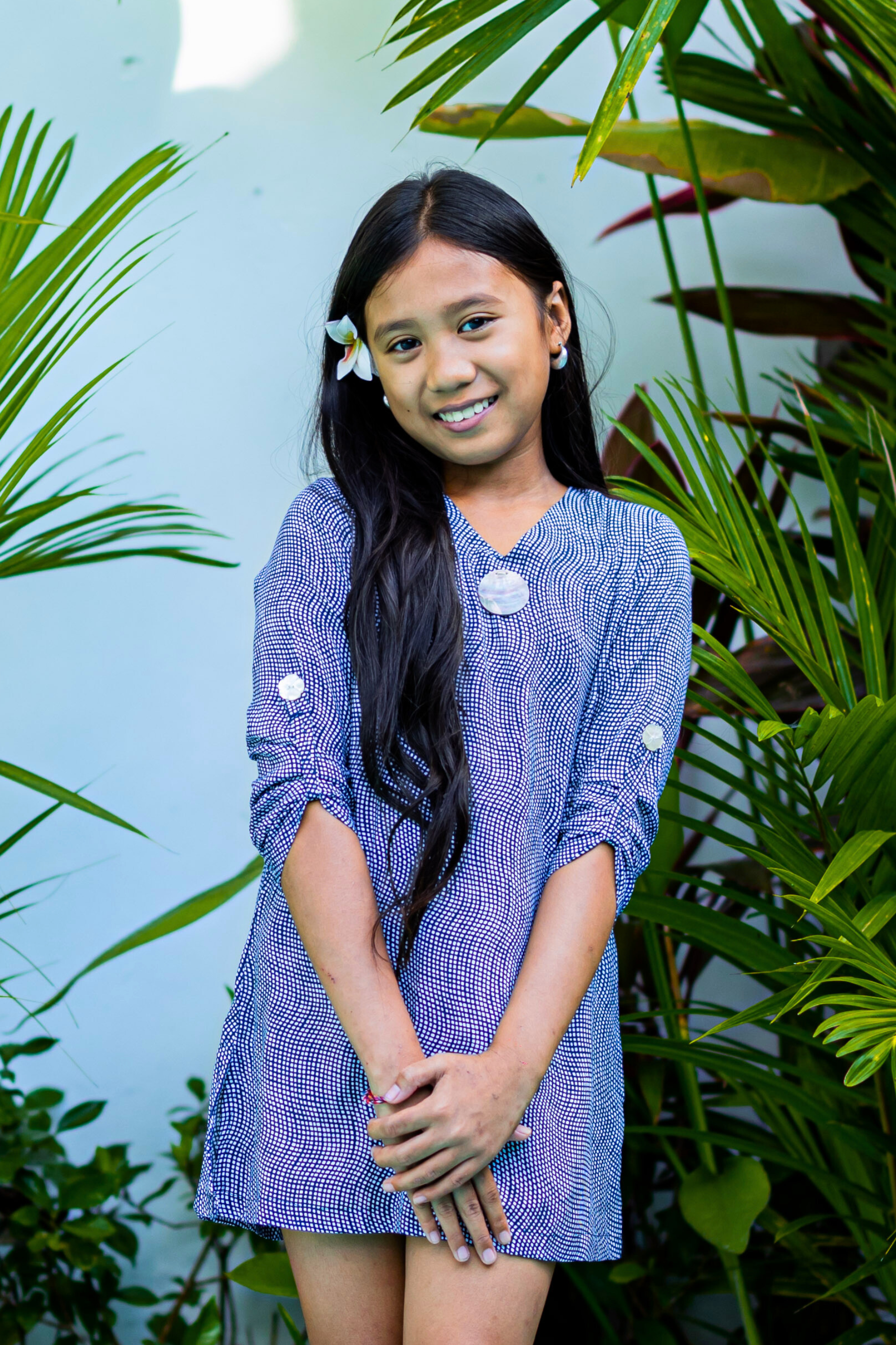 Girl's Seychelles Kaftan / Indigo Geo
