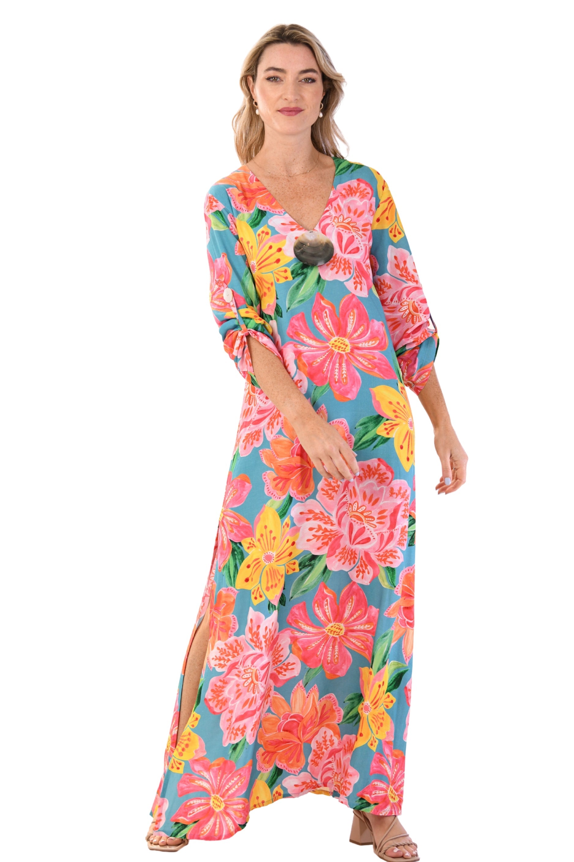 Seychelles Kaftan / Turquoise Fuchsia