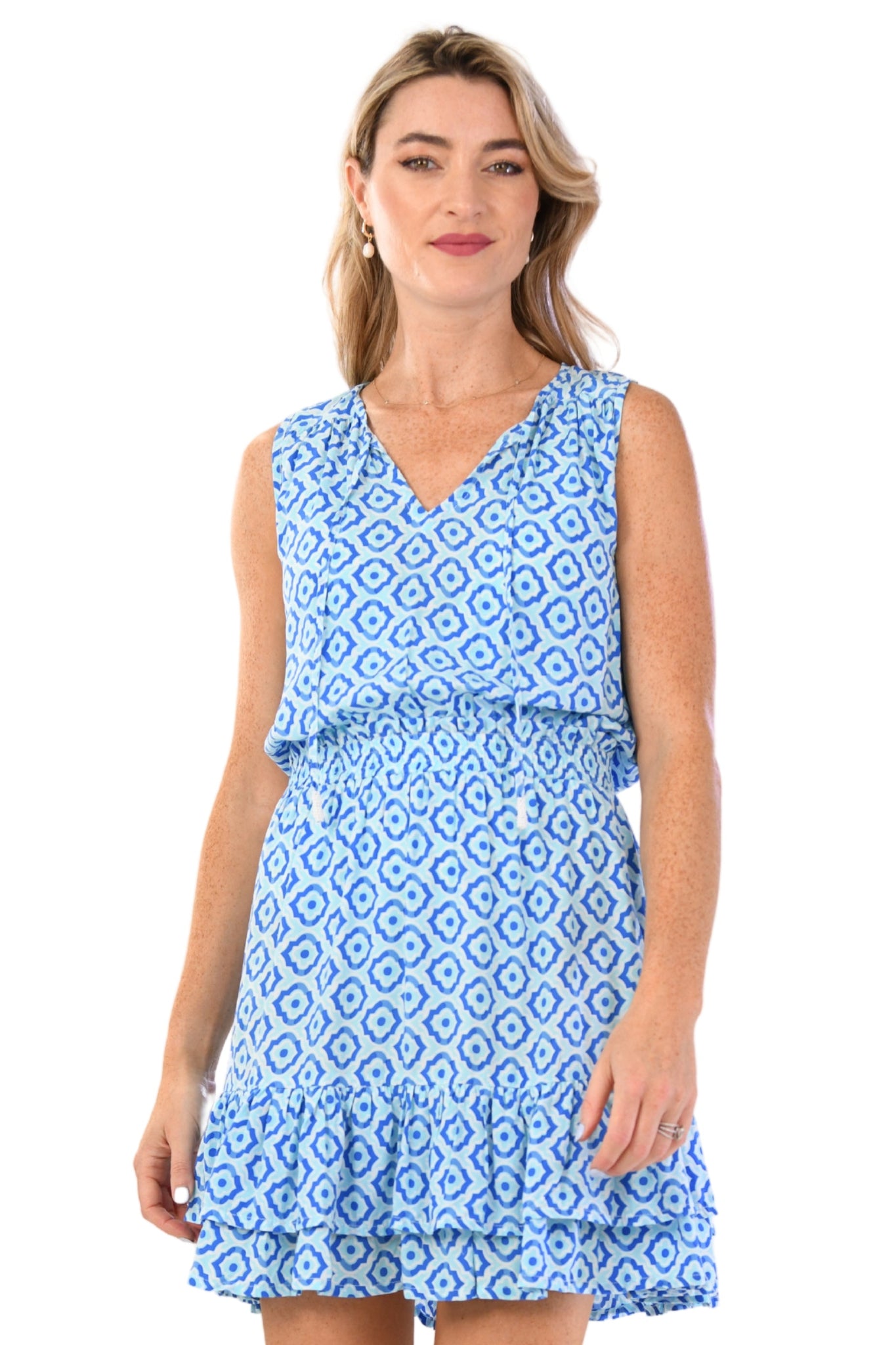 Kaylee Dress / Blue Tiles