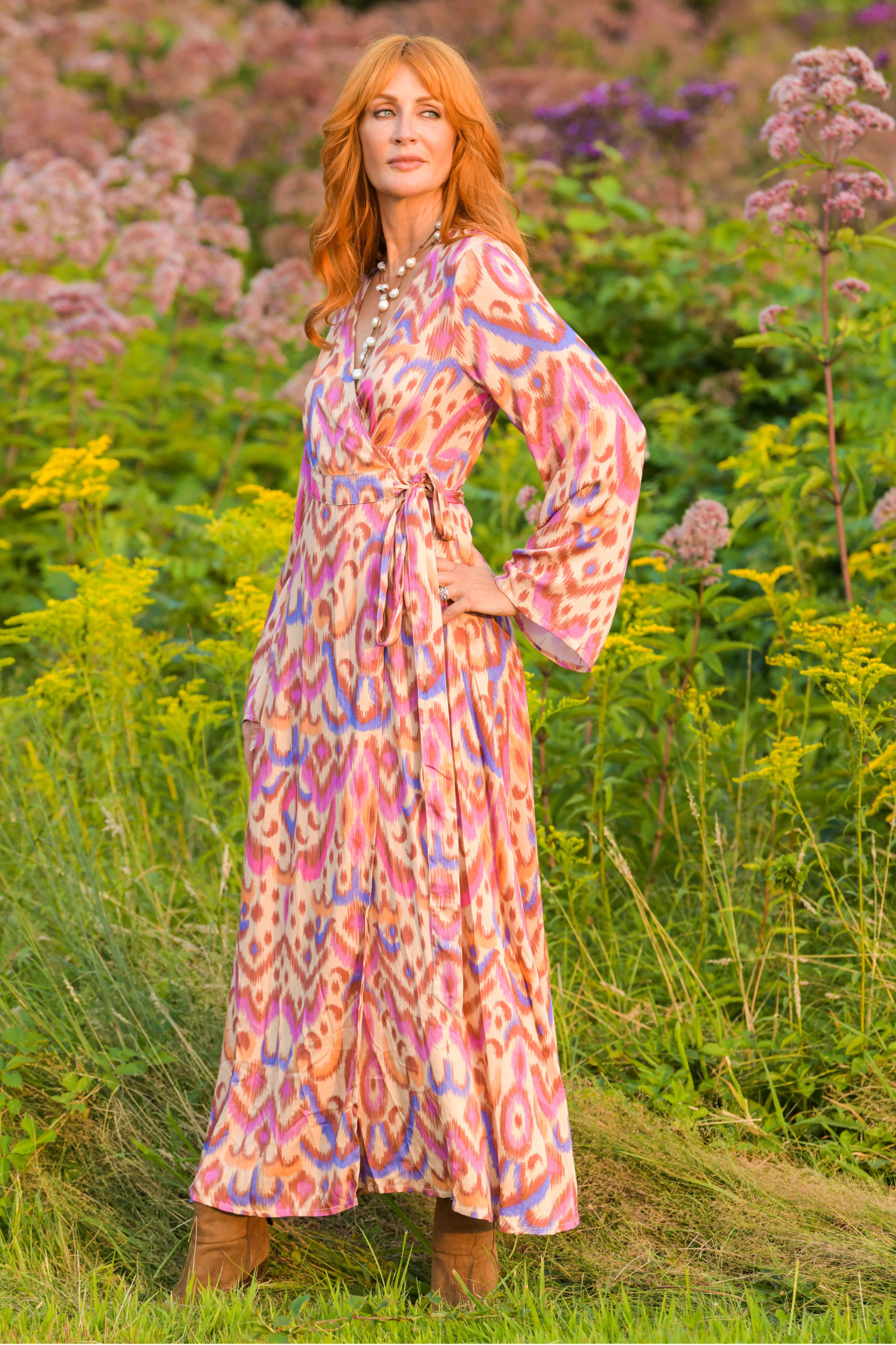 Bianca Dress / Purple Brown Ikat