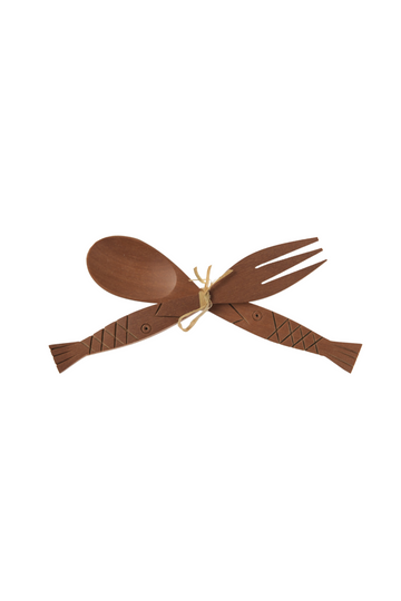 Fish Spoons Set of 10 / Wood
