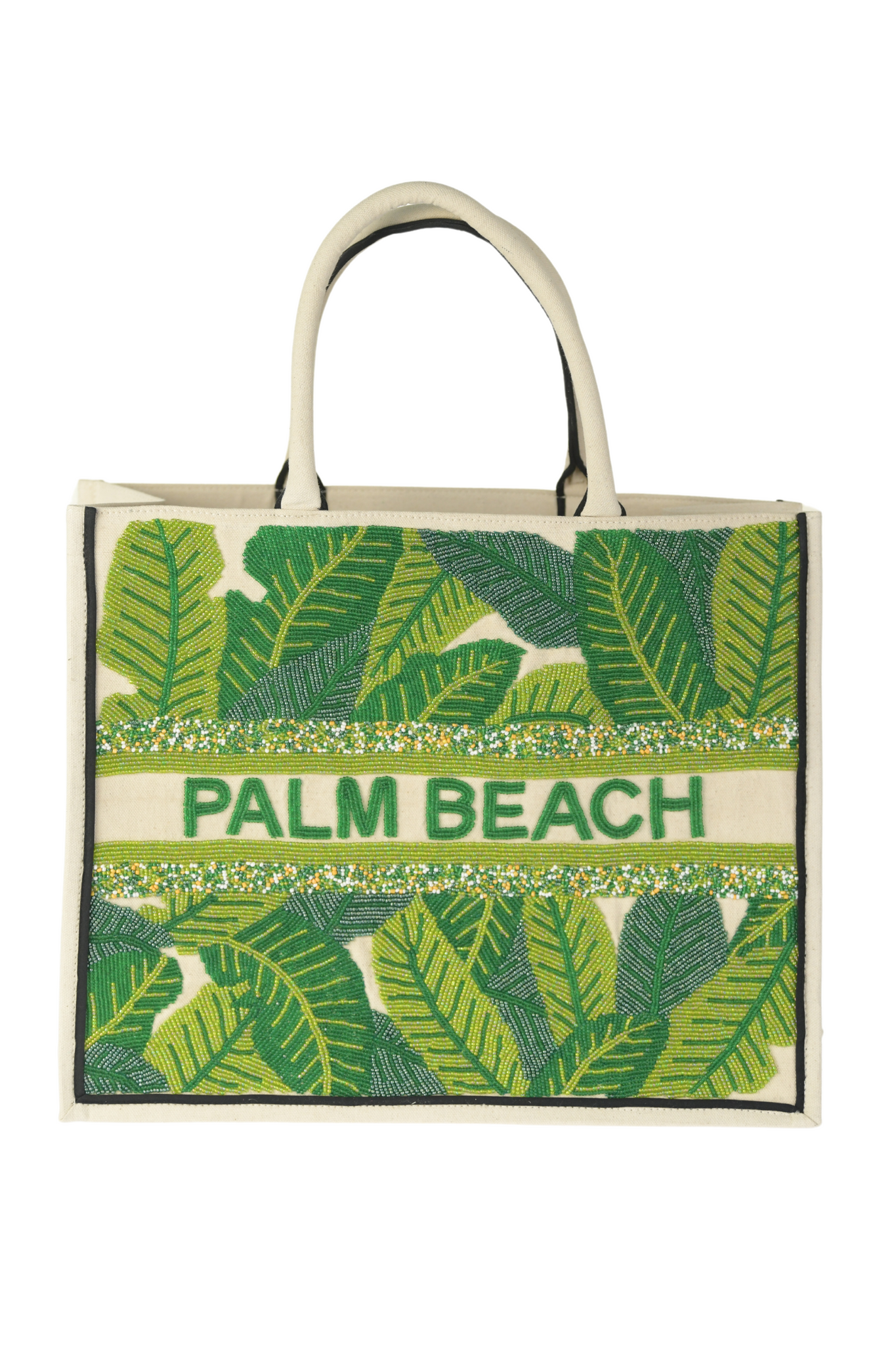 Palm Beach Beaded Tote / Jungle Green