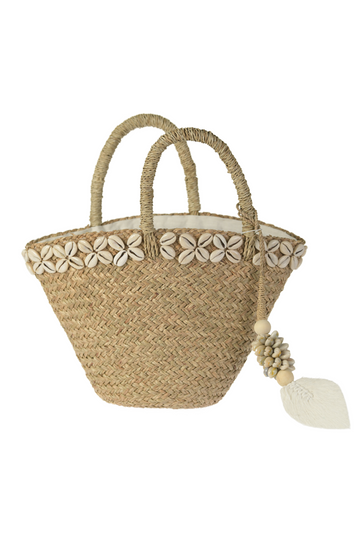 Baby Shell Tote with Double Shell Trim / Tan