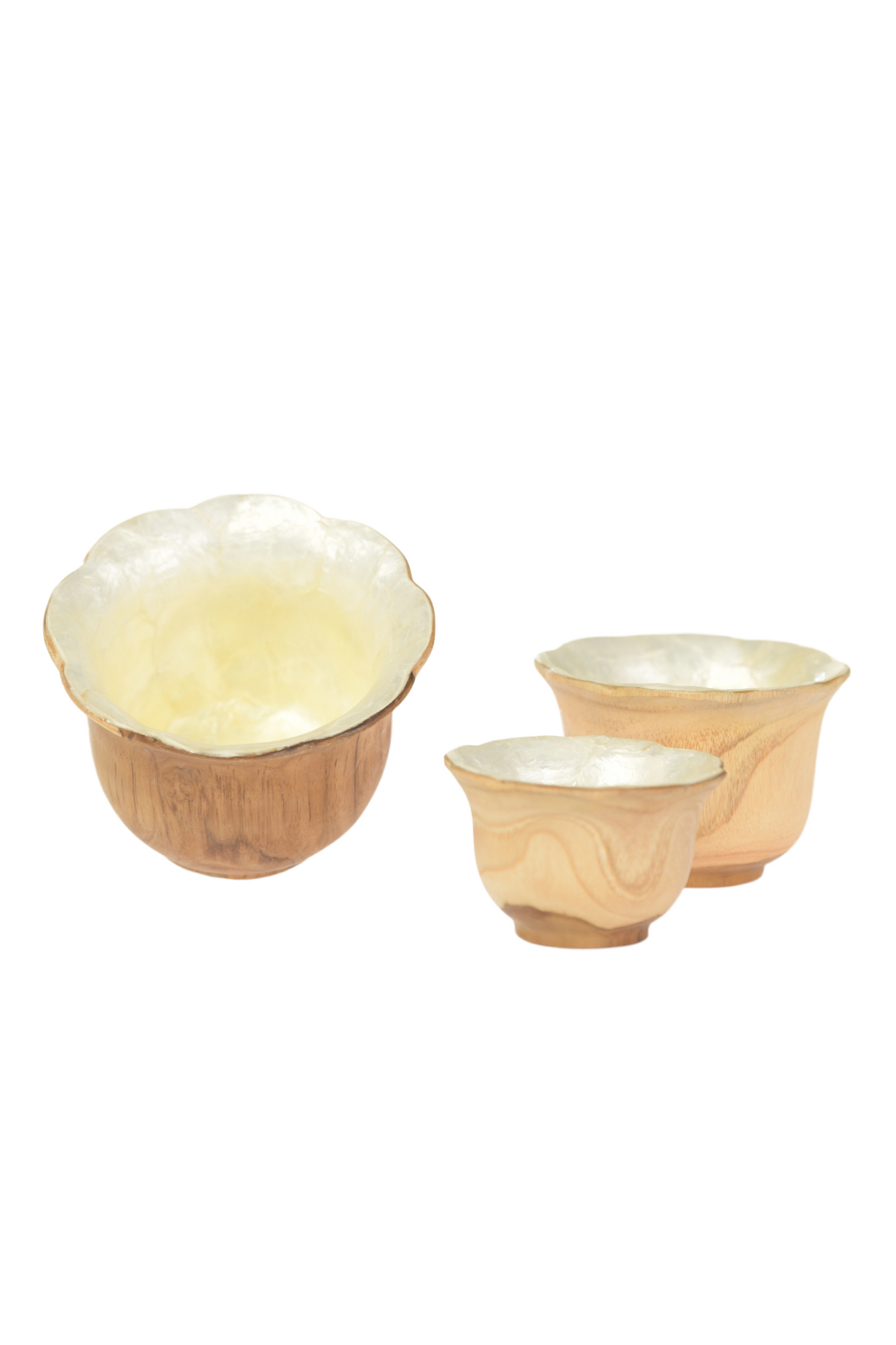 Capiz bowl set long shape (set of 3) / Pearl White