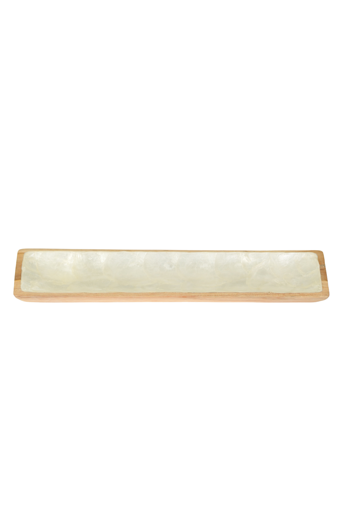 15.75x4 in Capiz Shell Long Tray / Pearl White