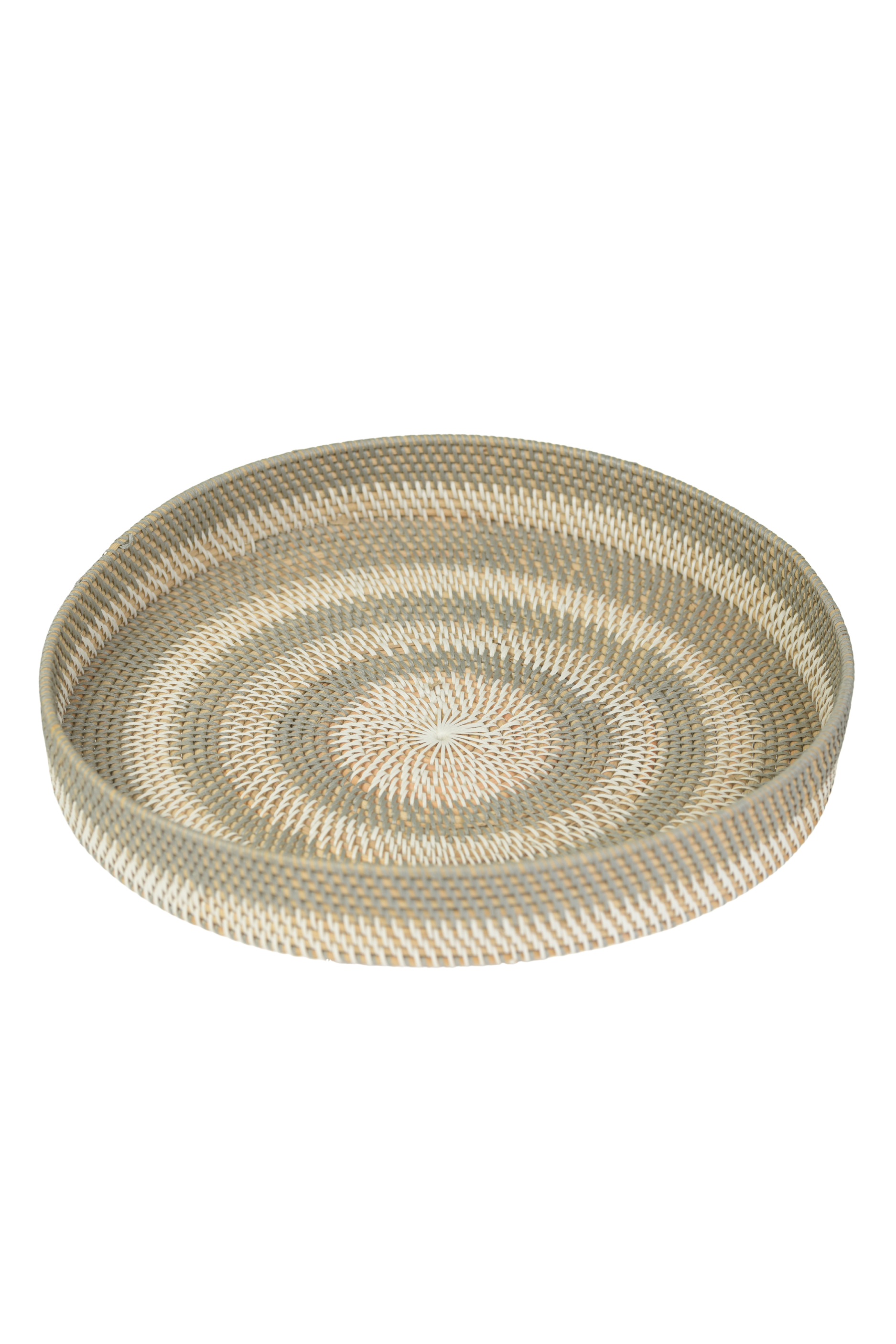 Large Grey and White Tray / White Multi