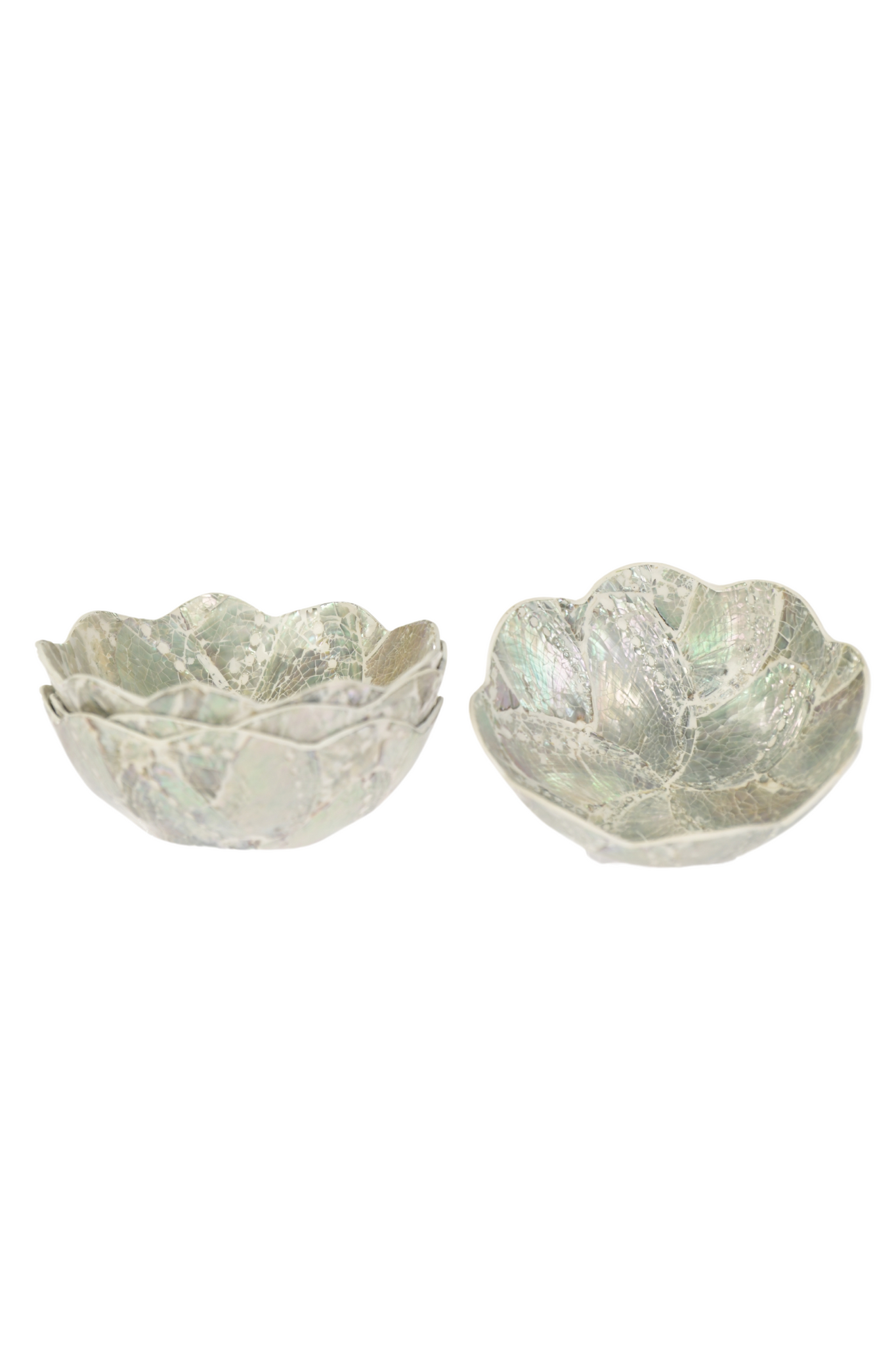 Mini Scalloped Oyster Bowl Set of 4 / Dove Oyster