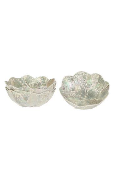 Mini Scalloped Oyster Bowl Set of 4 / Dove Oyster