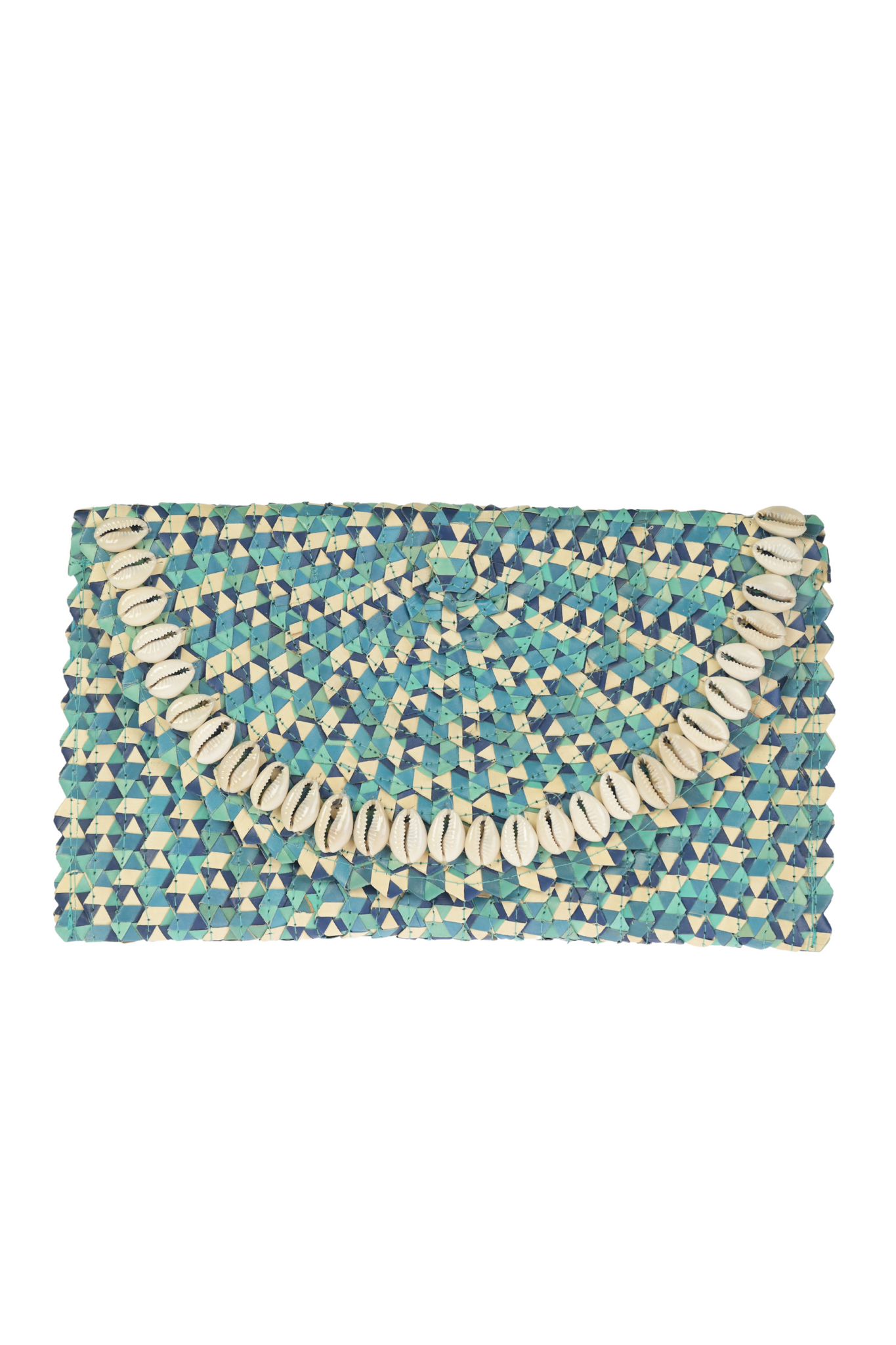 Straw Envelope Clutch / Turquoise