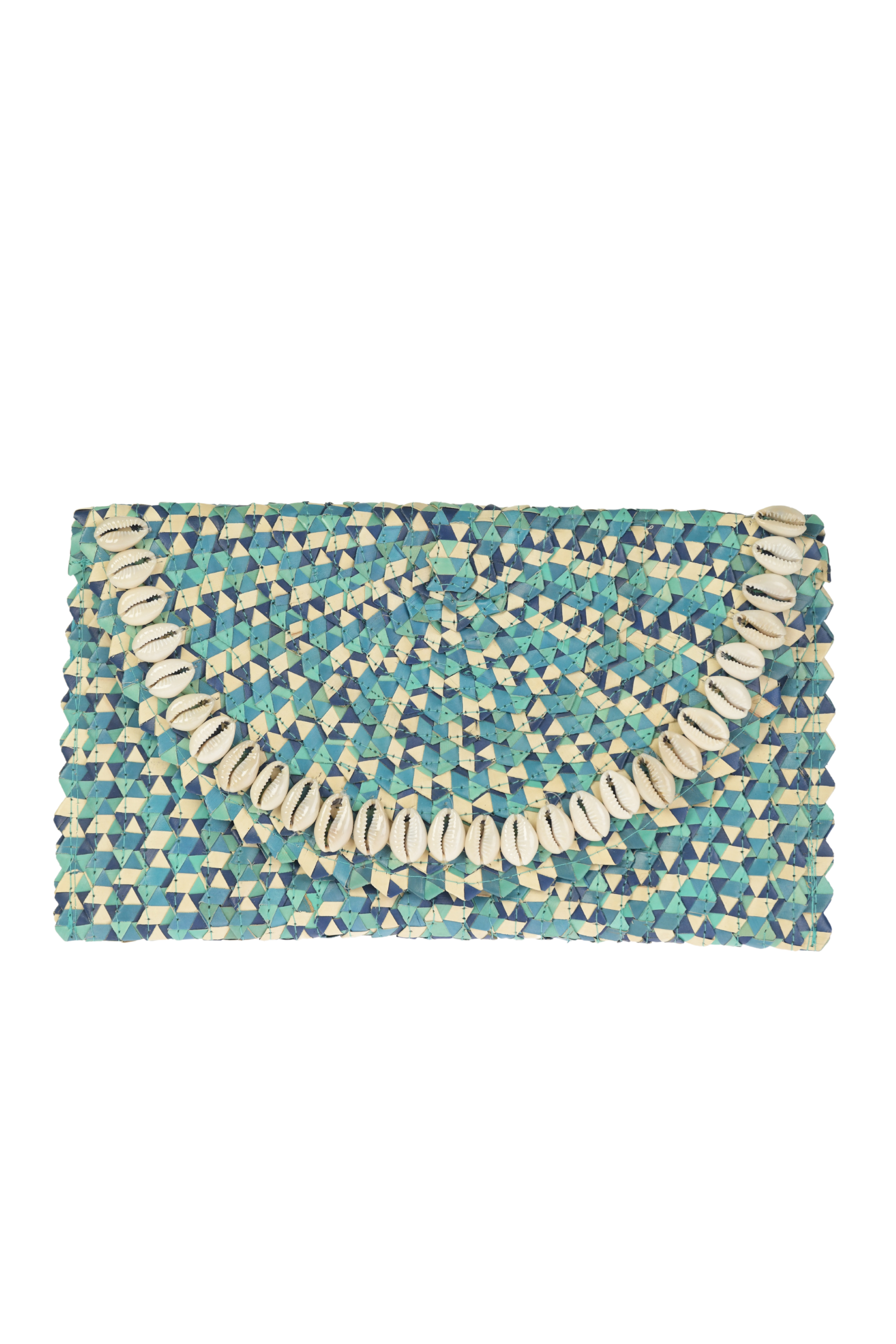 Straw Envelope Clutch / Turquoise