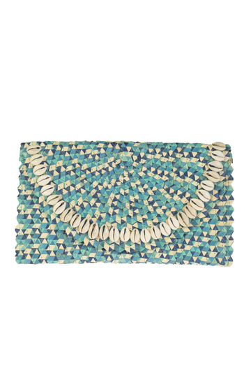 Straw Envelope Clutch / Turquoise