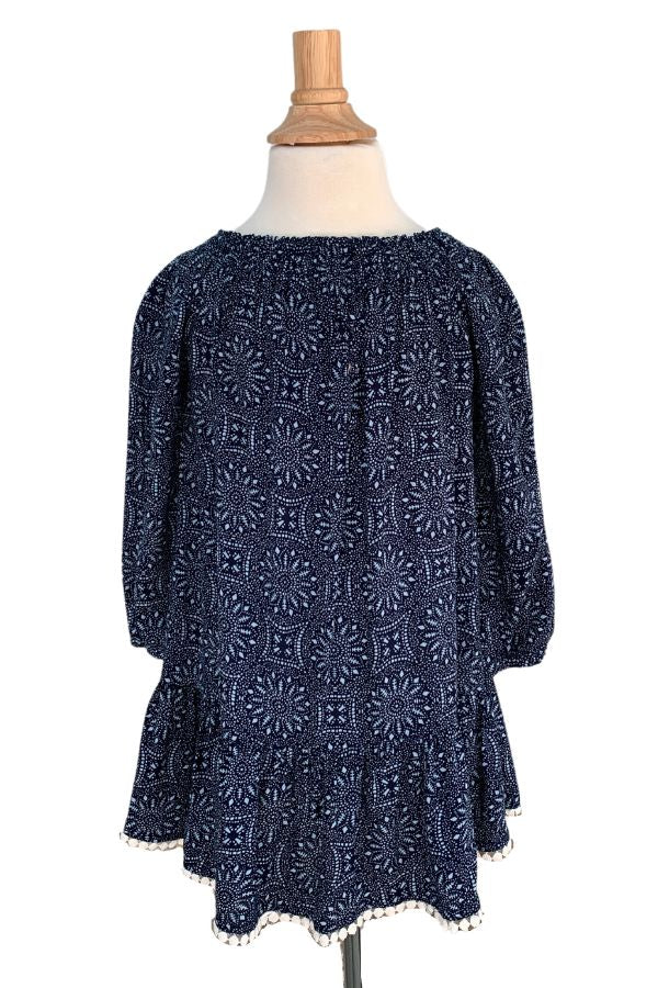 Girl's Casey Dress / Indigo Medallion