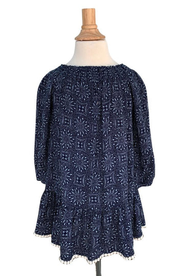 Girl's Casey Dress / Indigo Medallion