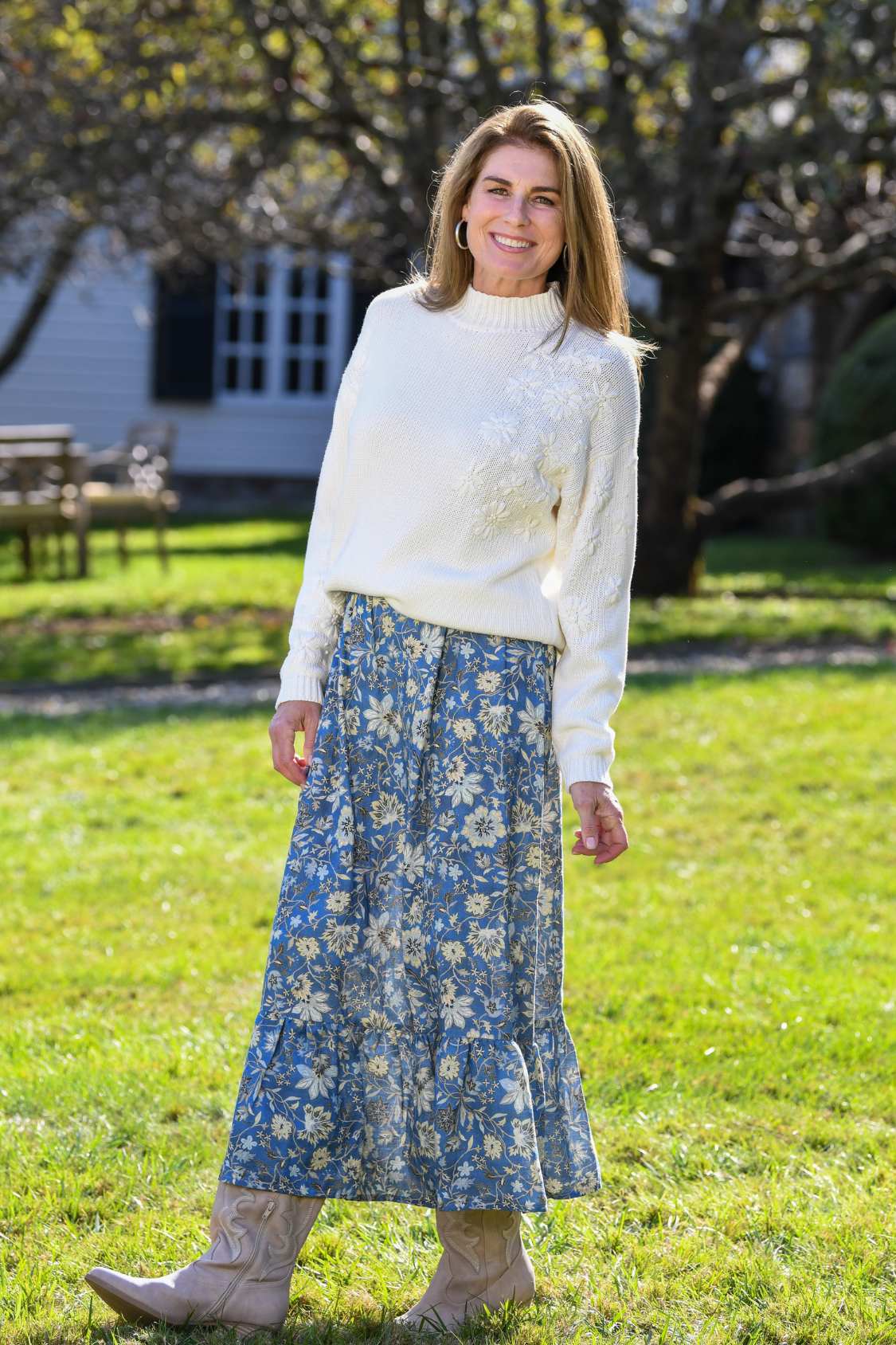 Camilla Set Skirt / Blue Denim Floral
