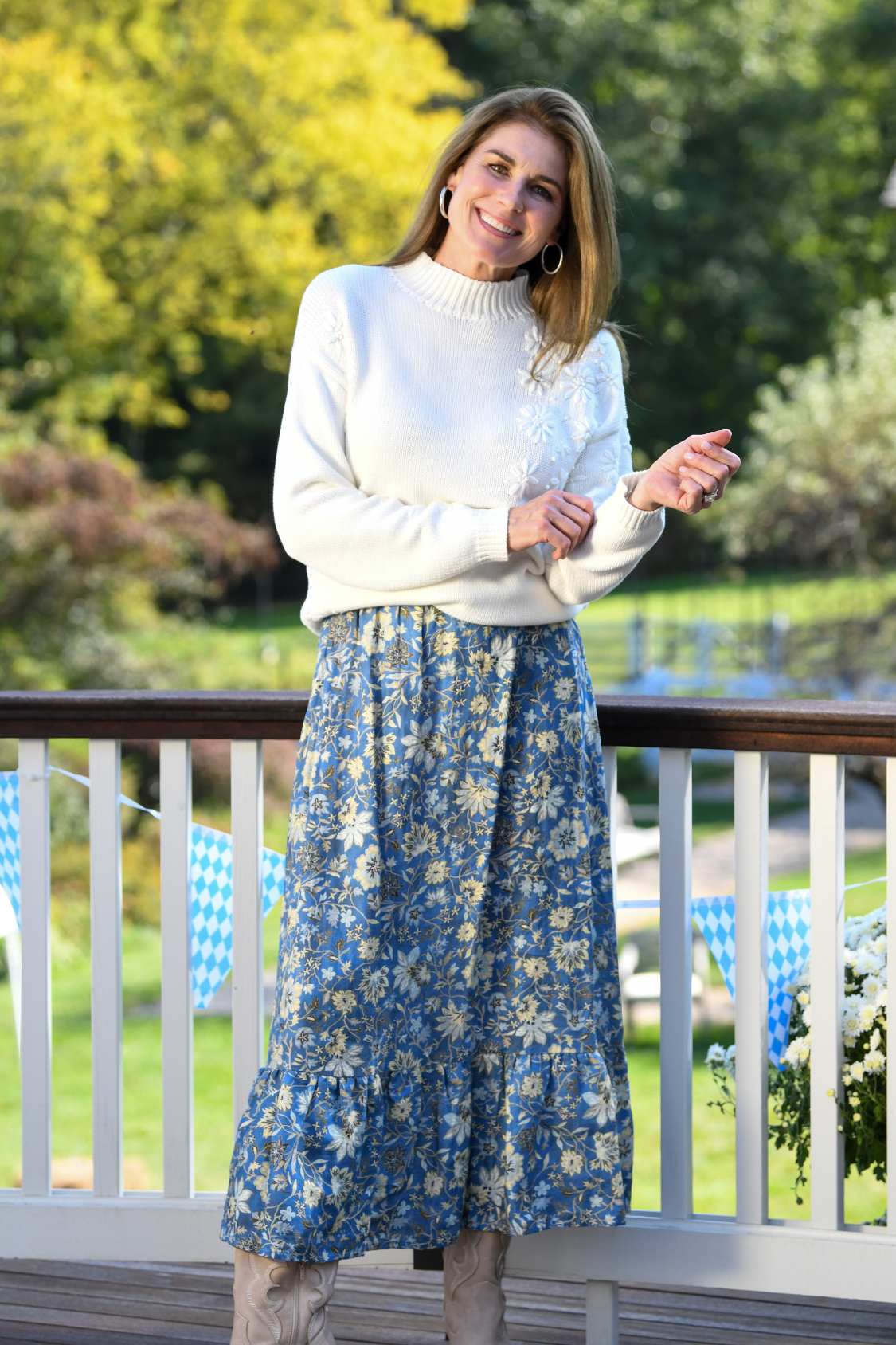 Camilla Set Skirt / Blue Denim Floral