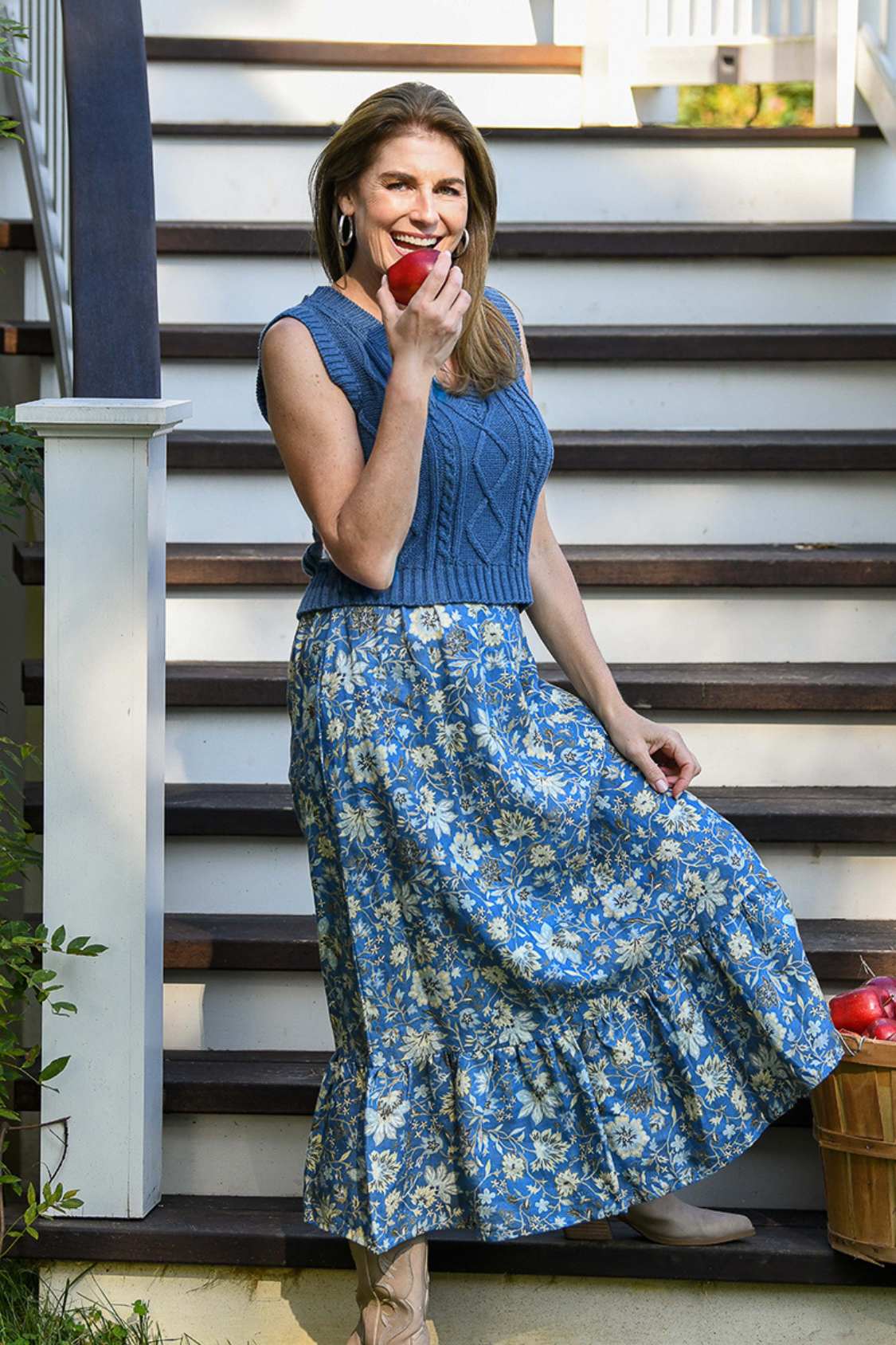 Camilla Set Skirt / Blue Denim Floral