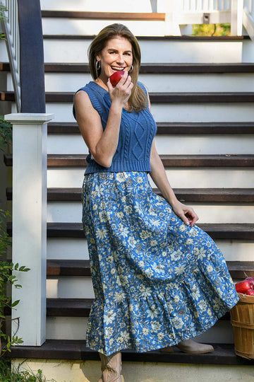 Camilla Set Skirt / Blue Denim Floral