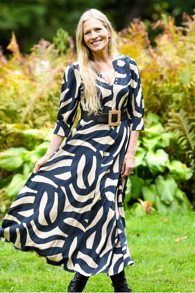 Daphne Dress / Black & Taupe Mod