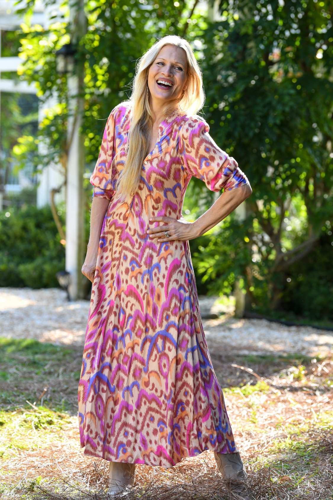 Daphne Dress / Purple Brown Ikat