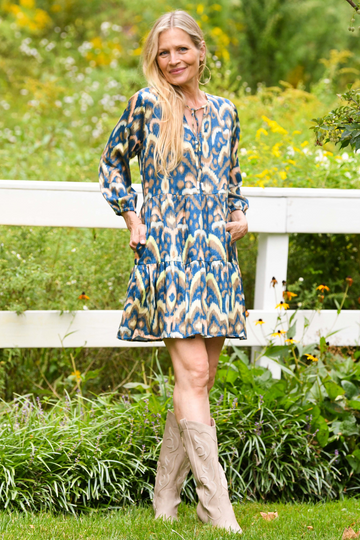 Peyton Dress / Deep Ocean Ikat