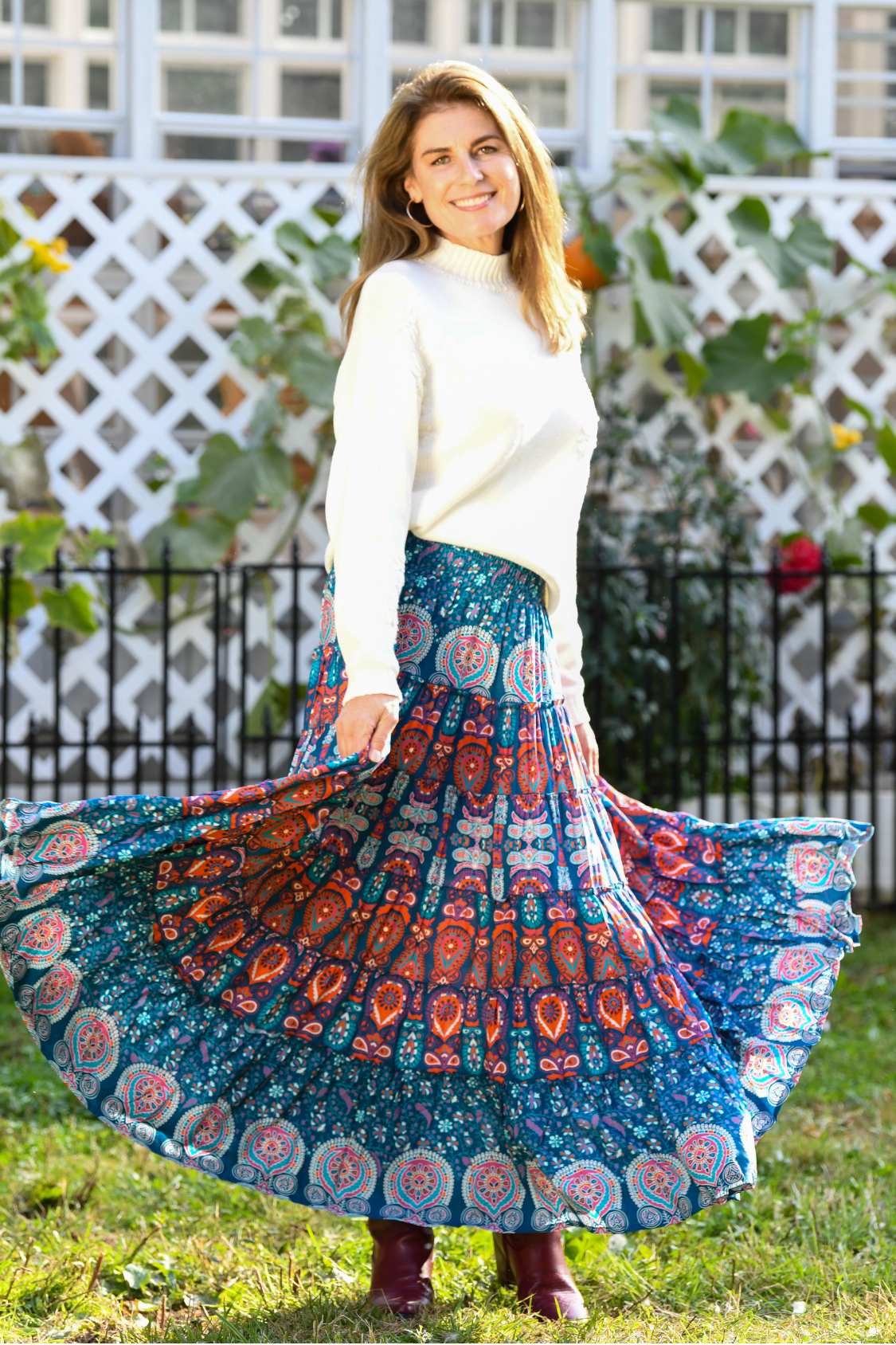 Sundance Maxi Skirt / Orange Teal