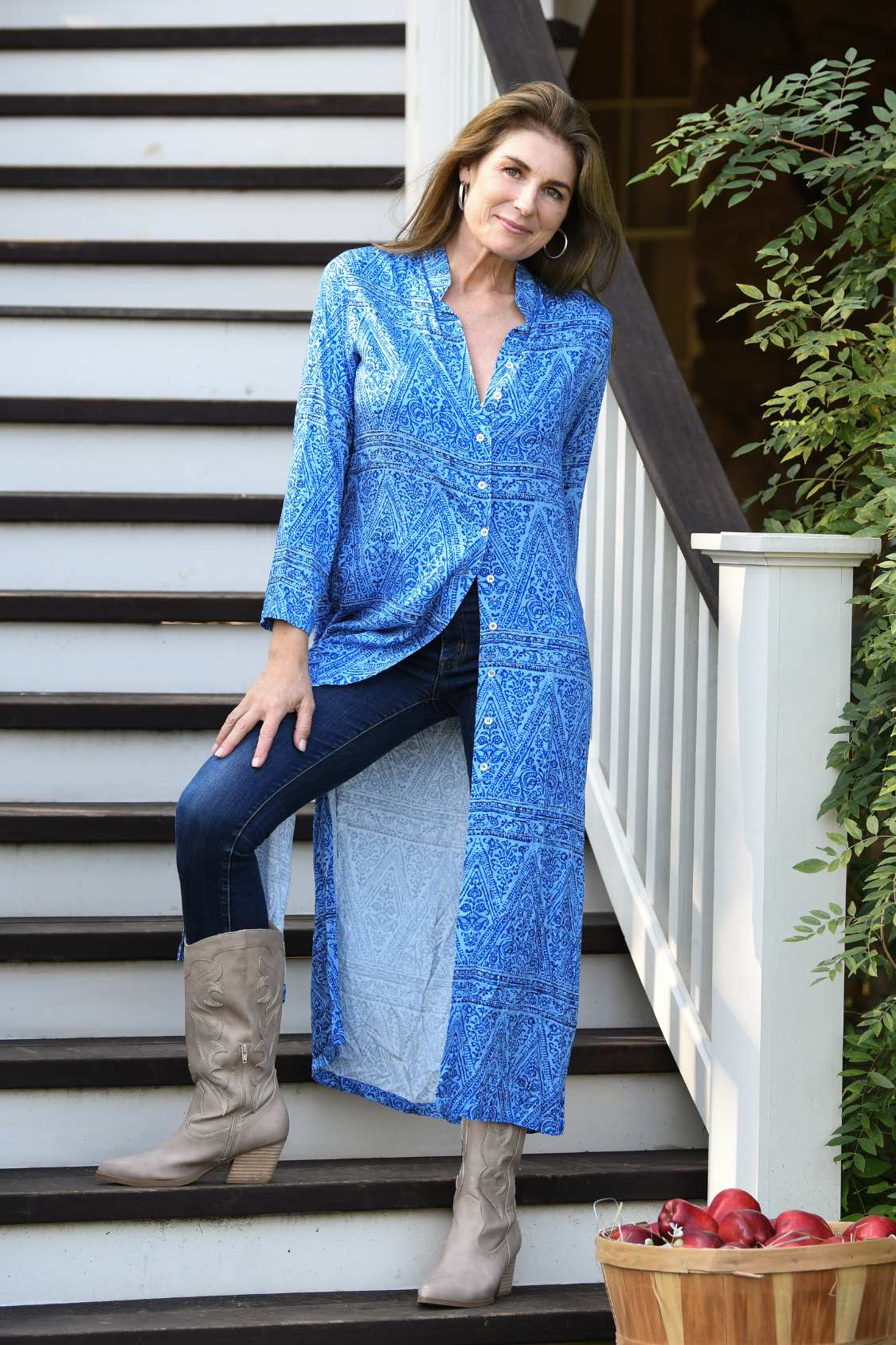 Mandarin Duster / Blue Denim