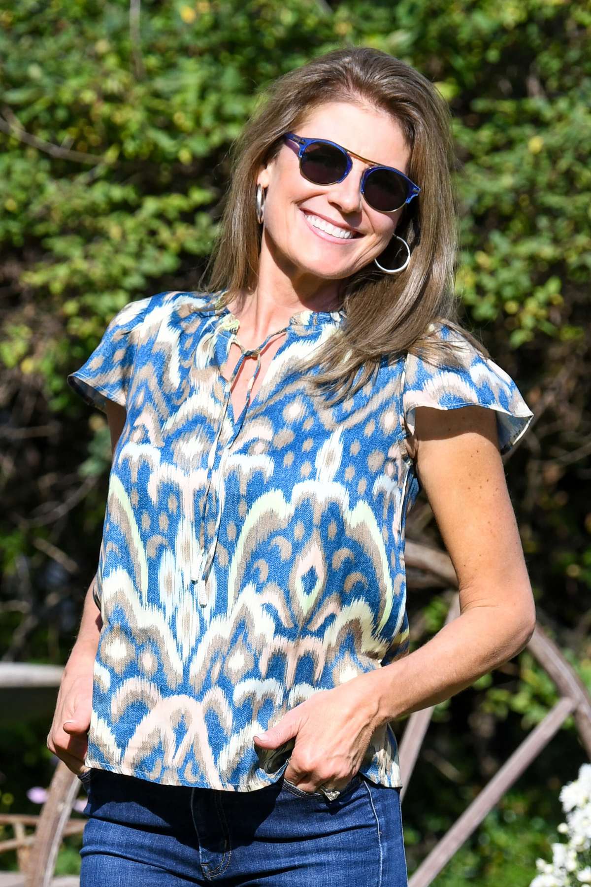 Sandra Top / Deep Ocean Ikat