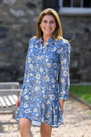 Mila Dress / Blue Denim Floral