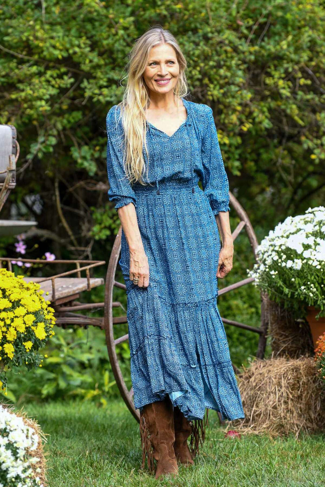 Eliza Dress / Deep Indigo Medallion