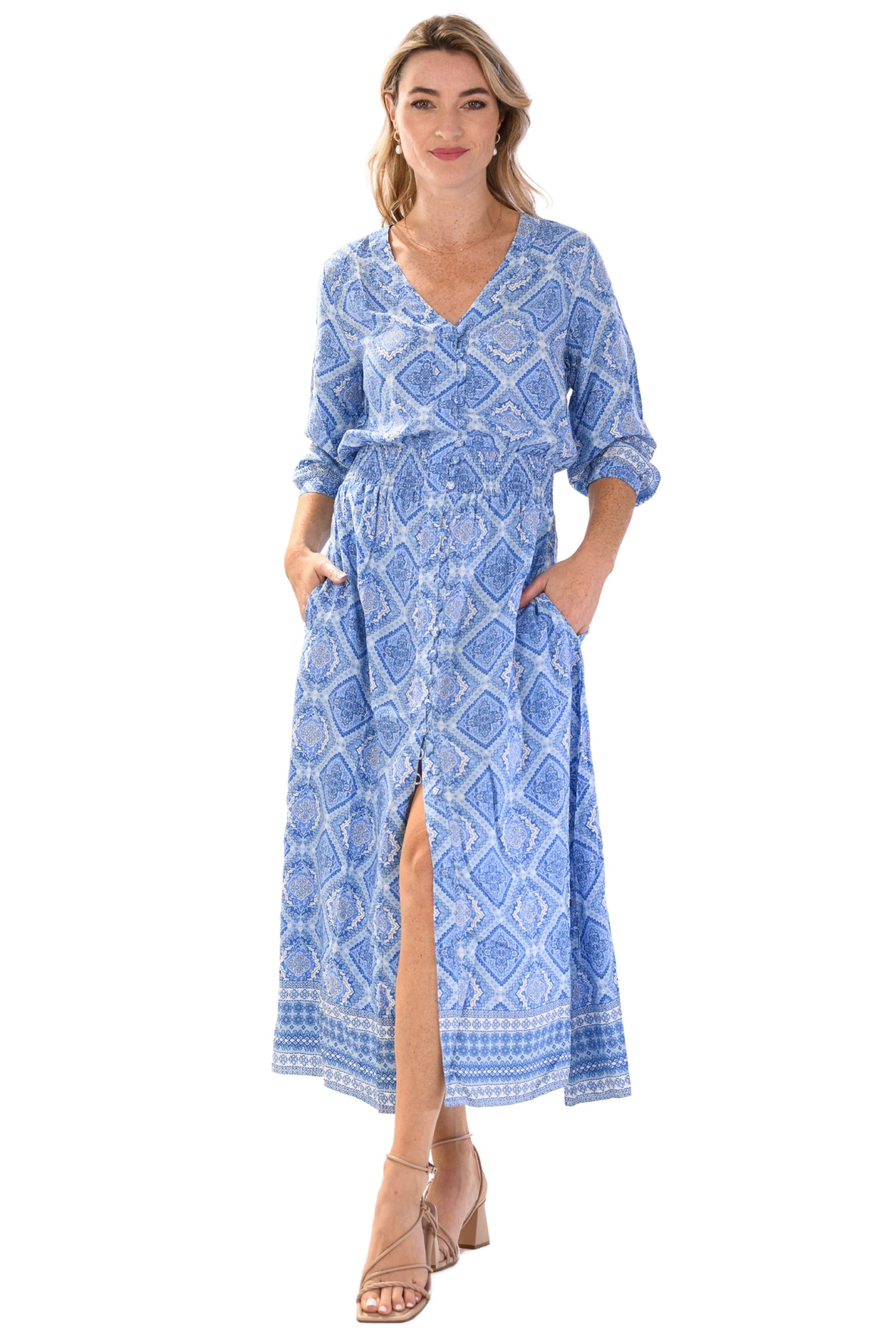 Kelsey Dress / Sky Blue Diamond