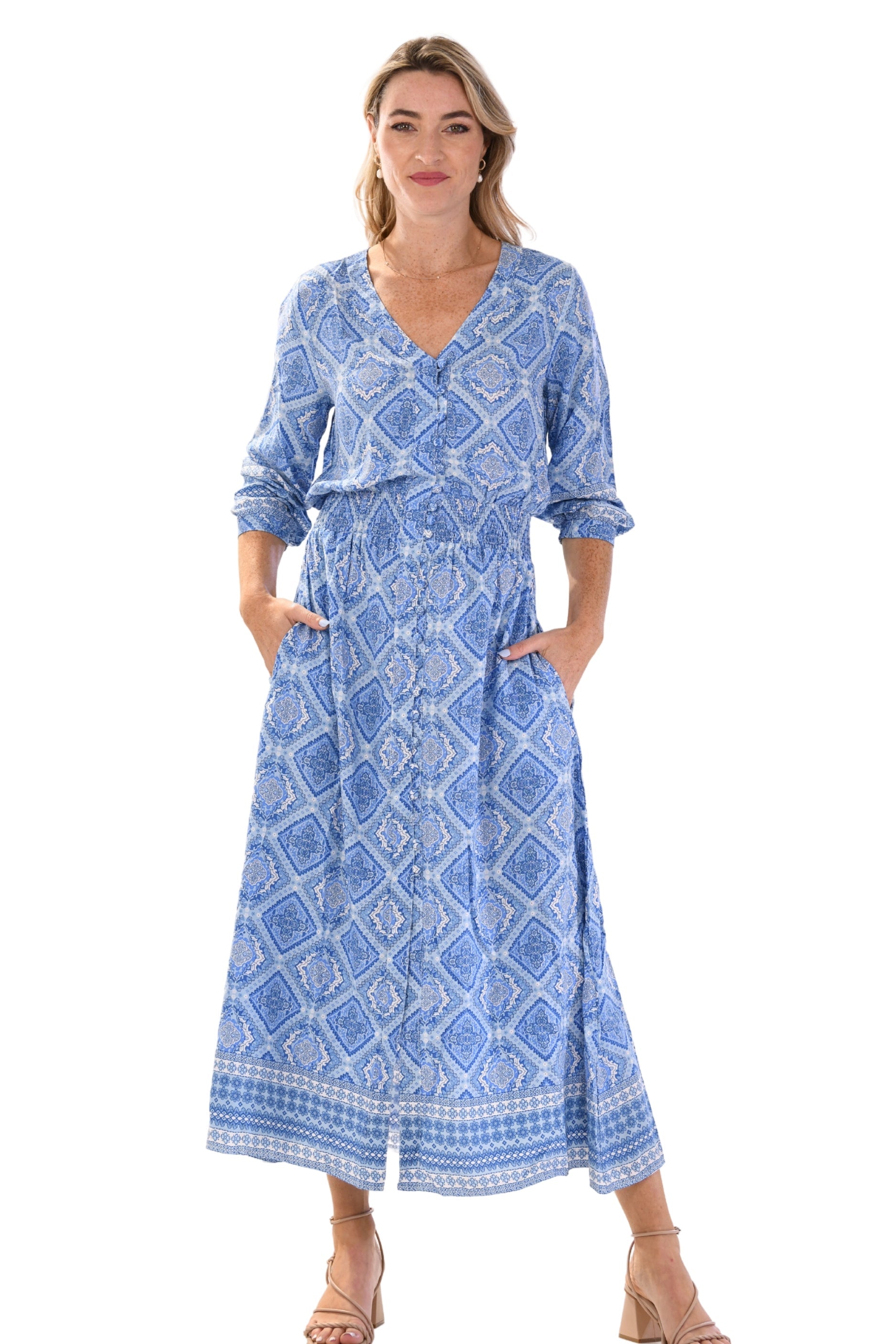 Kelsey Dress / Sky Blue Diamond