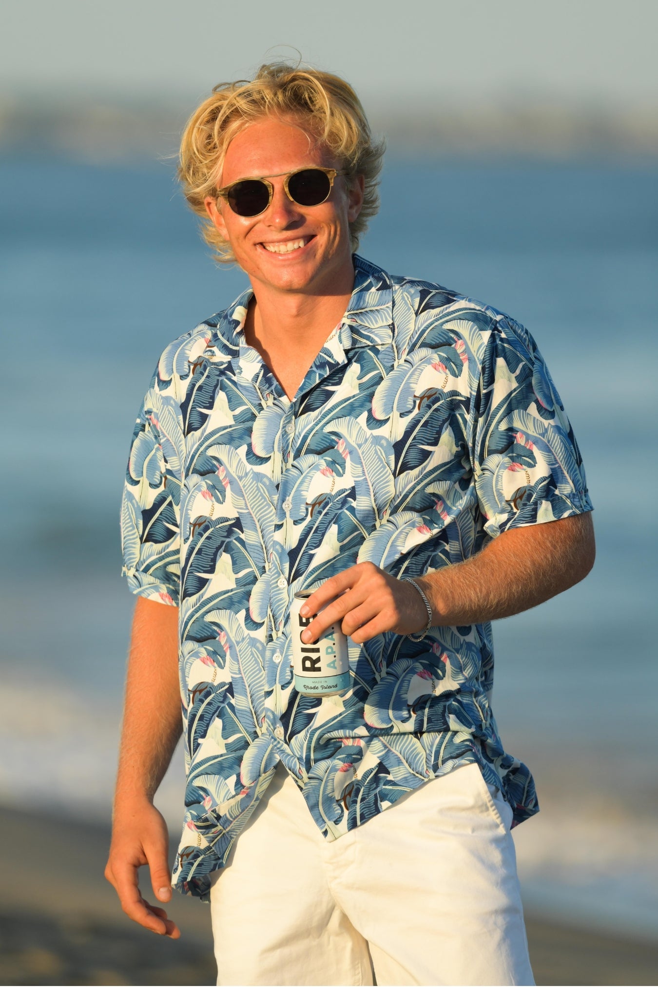 Men's Panama Shirt / Cobalt Tropical