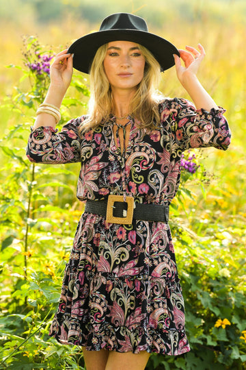 Ibiza Dress / Black Paisley