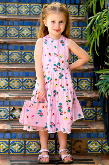 Girl's Bella Dress / Flamingo Tropical