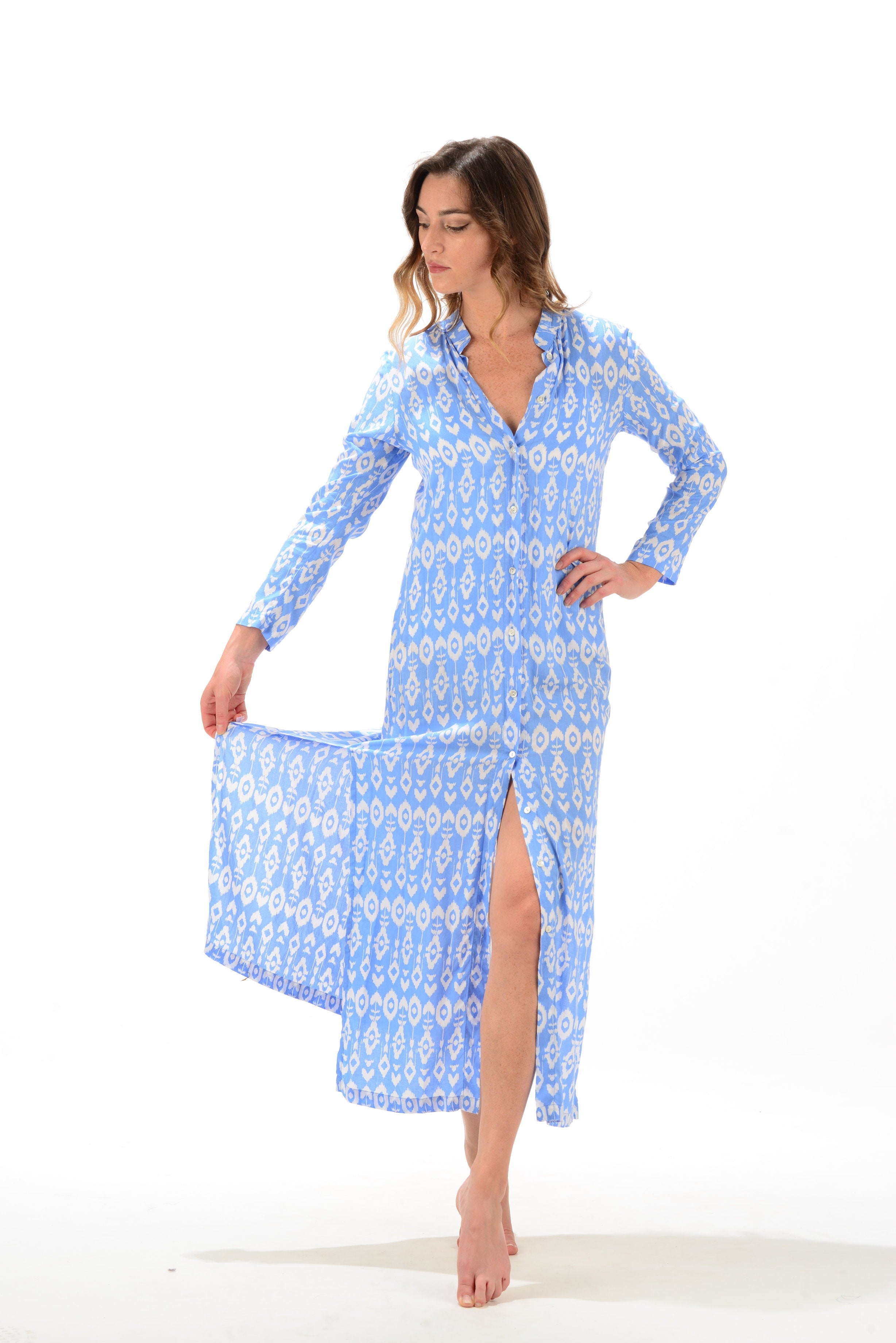 Mandarin Duster / Periwinkle Ikat