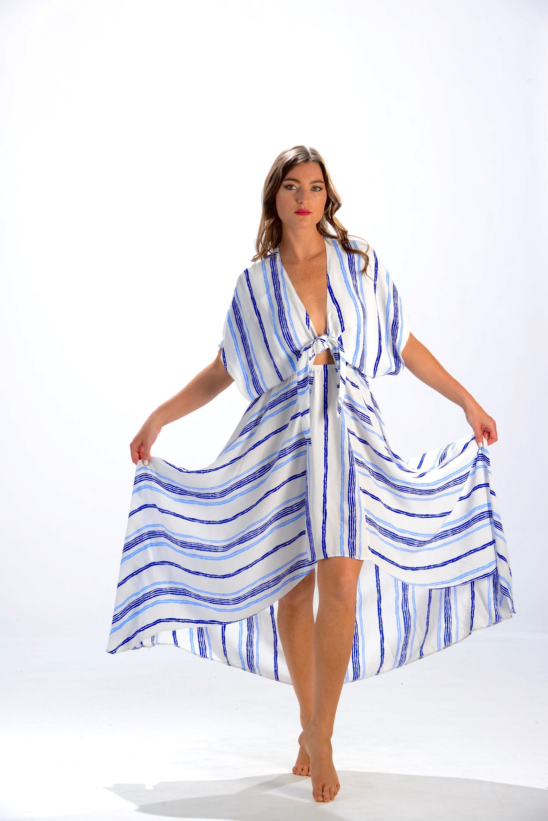 Delray Dress / Periwinkle & Cobalt Stripe
