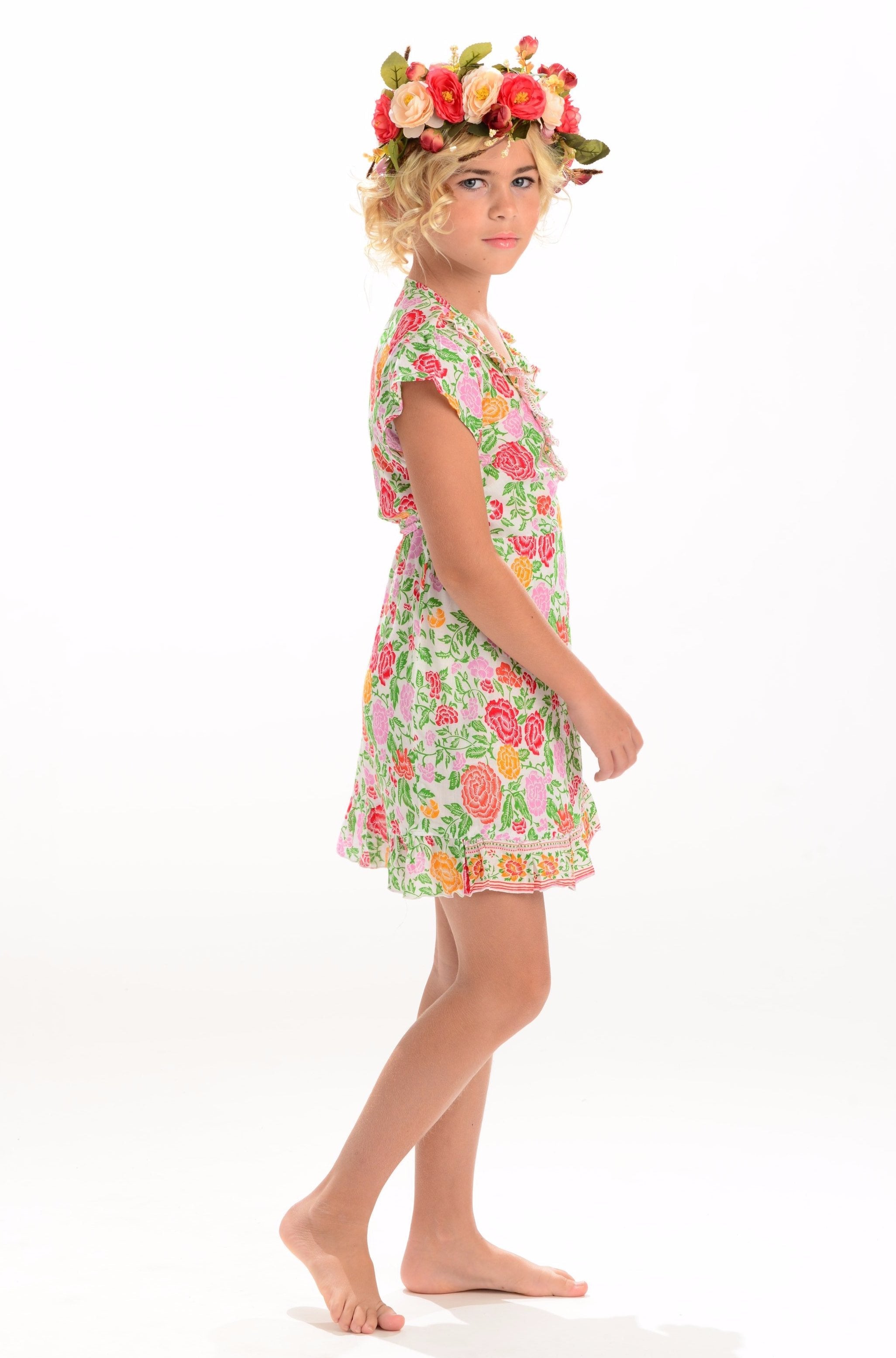 Girls Voyager Dress / White Rose
