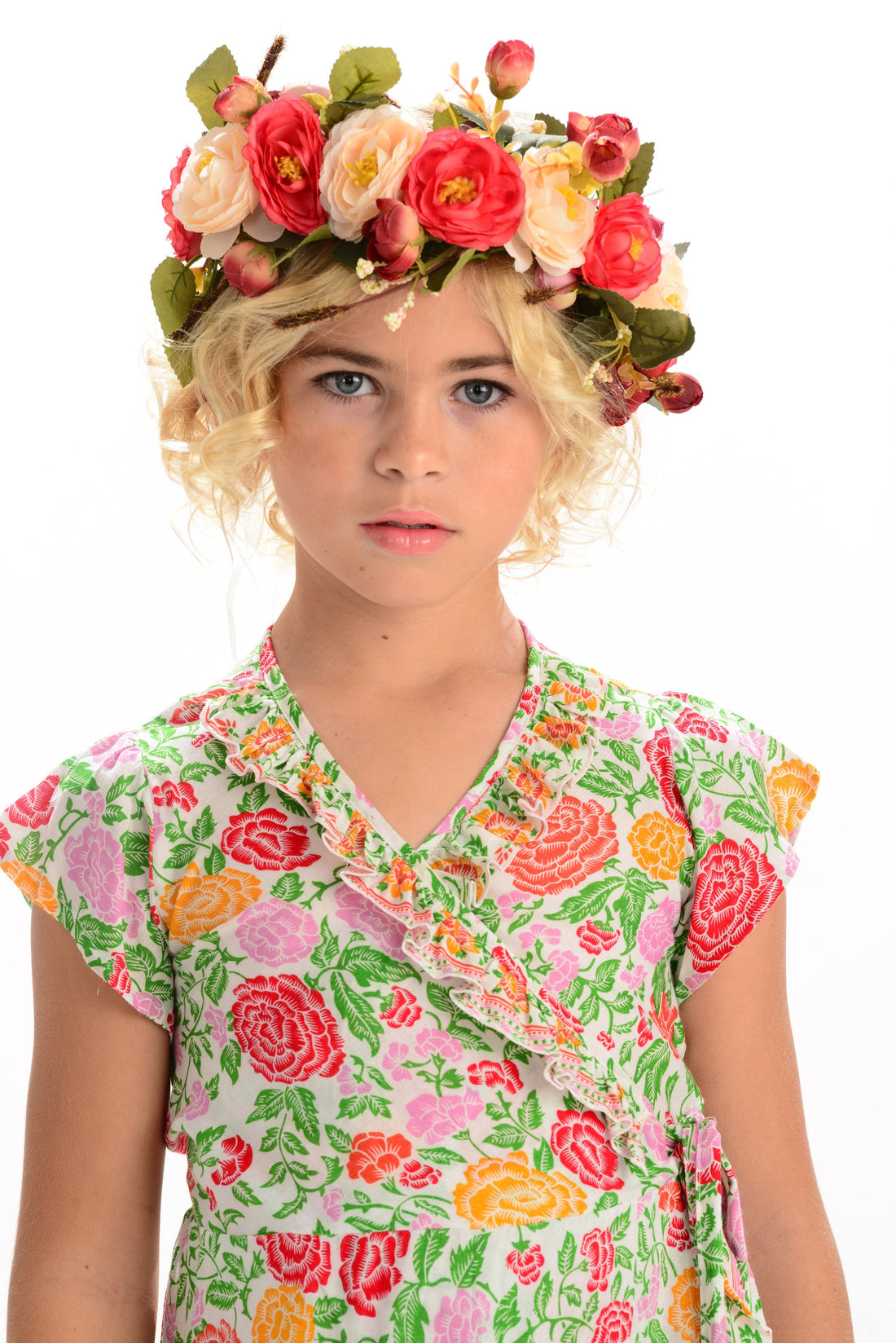 Girls Voyager Dress / White Rose