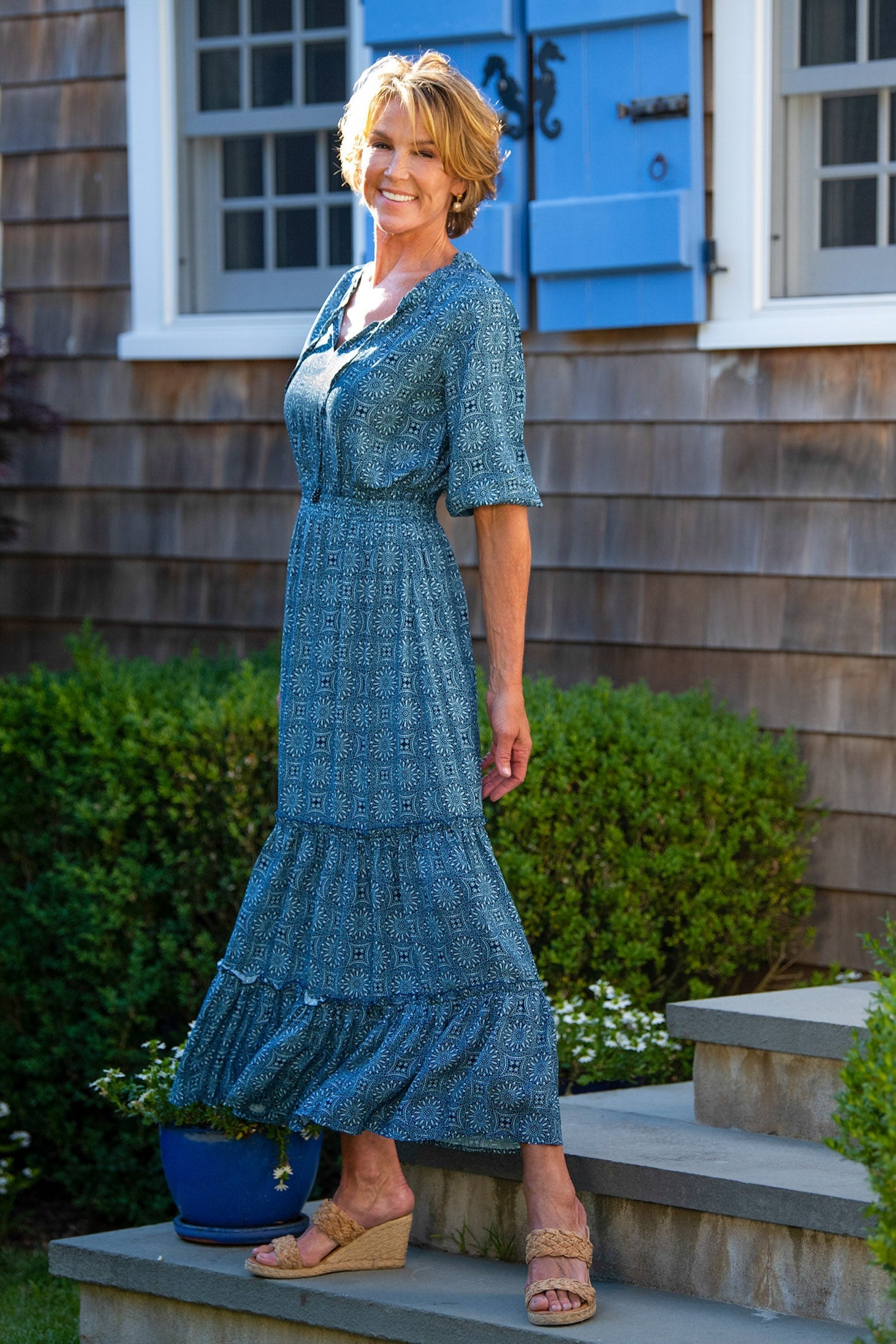 Eliza Dress / Deep Indigo Medallion