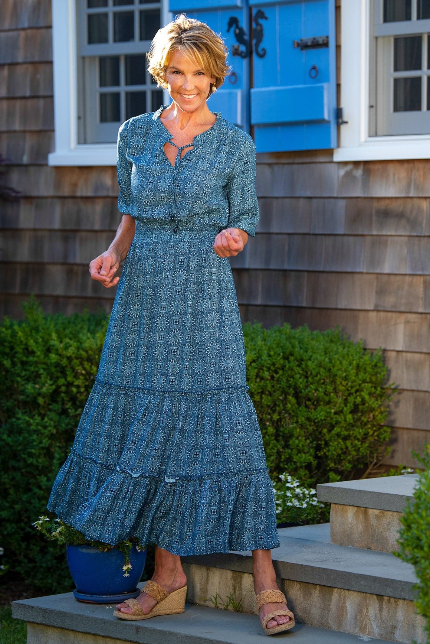 Eliza Dress / Deep Indigo Medallion