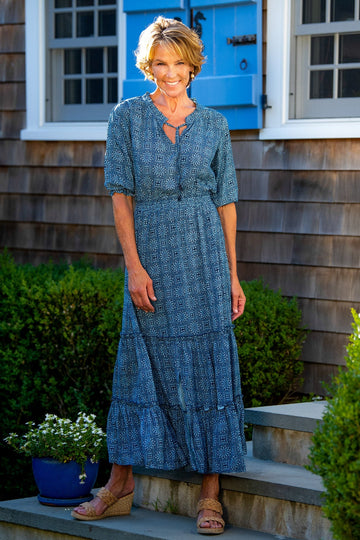 Eliza Dress / Deep Indigo Medallion